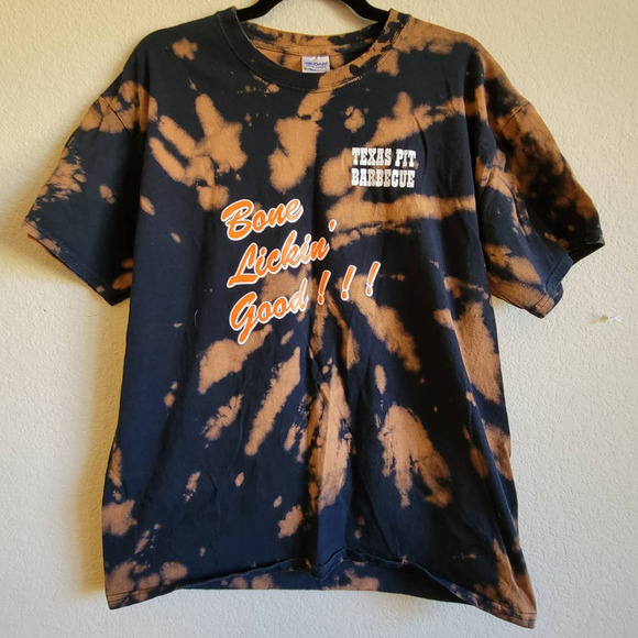 Gildan Other - Texas Pit Barbecue Custom Orange Black Tie Dye T-shirt - L